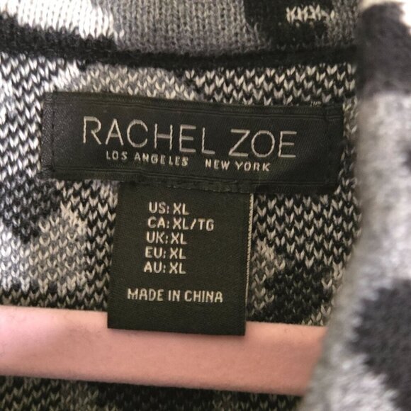 Rachel Zoe Black Gray Cheetah Print Full Zip Cardigan Size XL - Picture 5 of 6